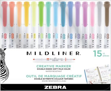 Markerpenna Zebra Mildliner dubbelspets 15 färger 1