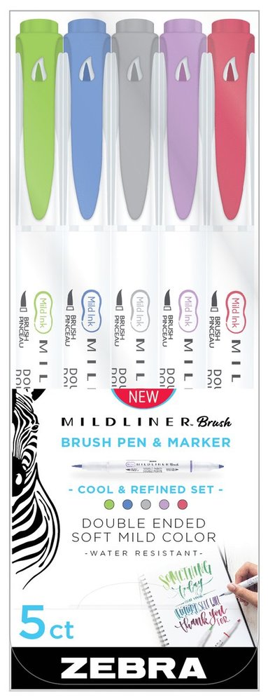 Markerpenna Zebra Mildliner Brush Cool & Refined 5 färger 