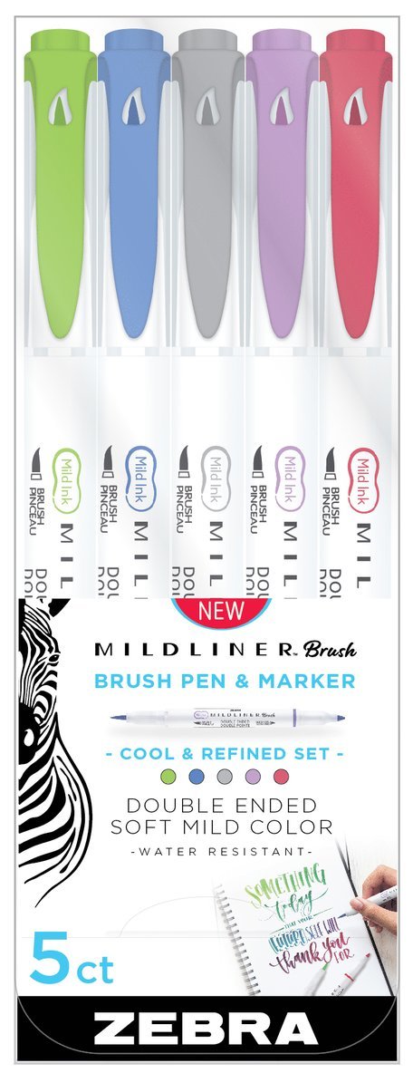 Markerpenna Zebra Mildliner Brush Cool & Refined 5 färger  1