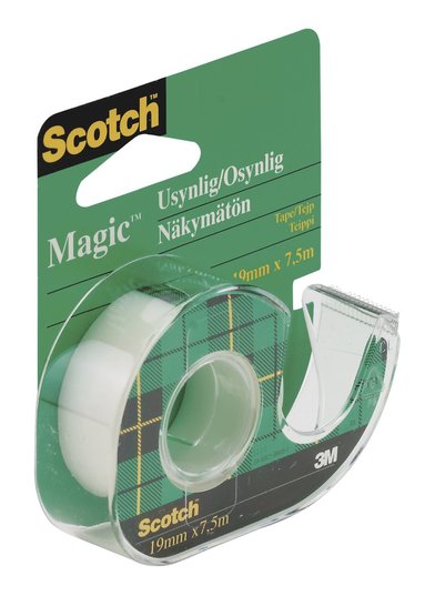Tejp Scotch Magic med hållare 7,5m x 19mm transparent, Övrigt