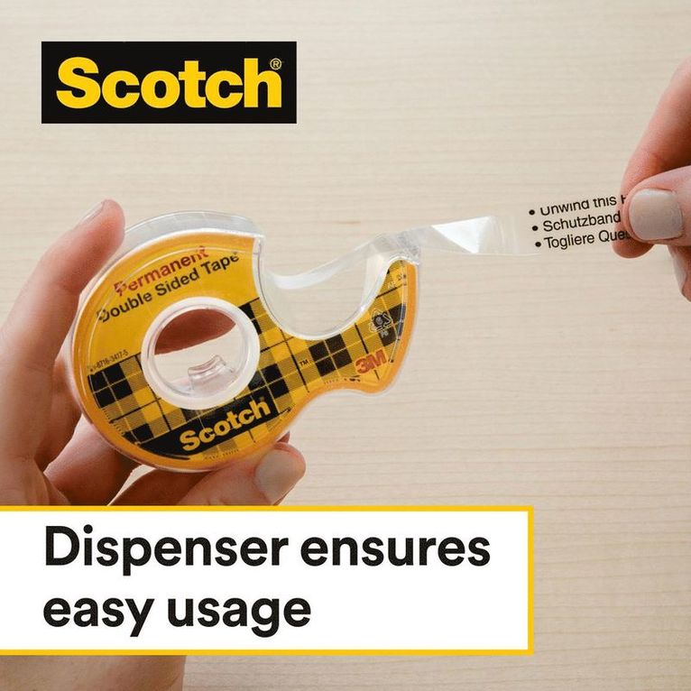 Tejp Scotch dubbelhäftande med hållare 6,3m x 12,7mm, Övrigt