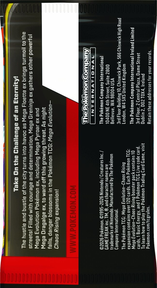 Spelkort Pokémon TCG: Mega Evolution-Chaos Rising Booster Pack ME04, Övrigt