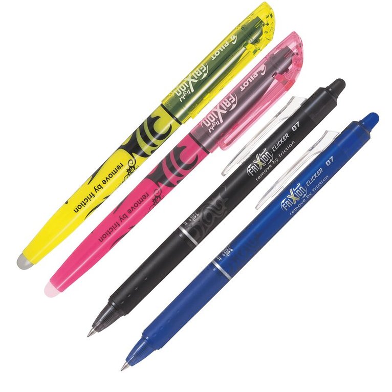 Kulspetspenna Frixion Pack Clicker Svart/Blå & Light Gul/Rosa, raderbar, Övrigt
