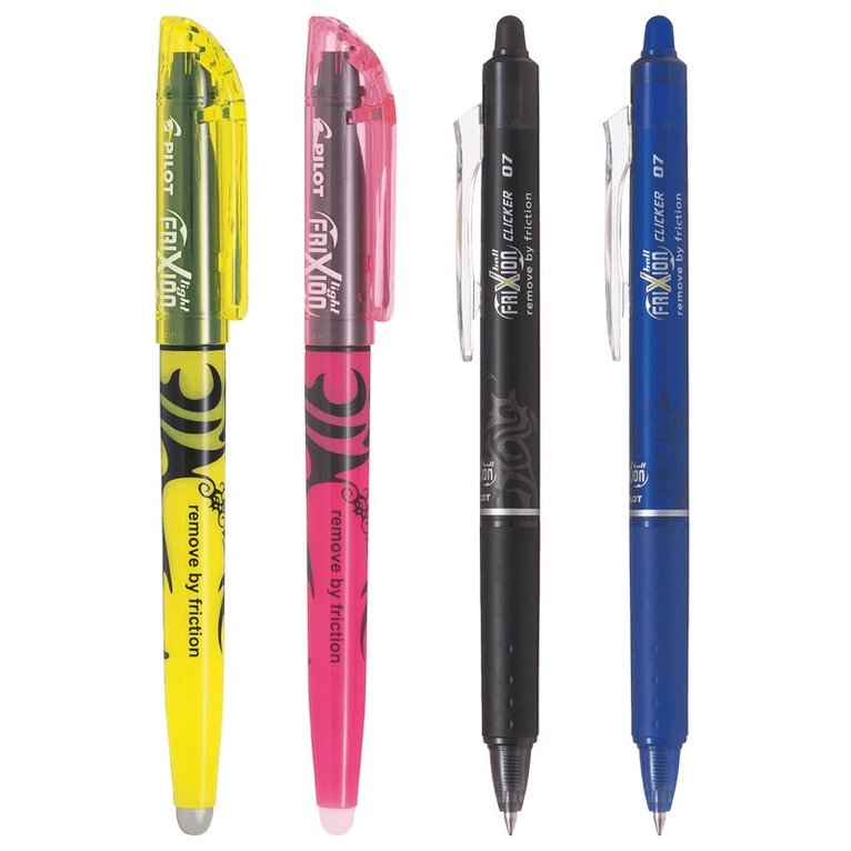 Kulspetspenna Frixion Pack Clicker Svart/Blå & Light Gul/Rosa, raderbar, Övrigt