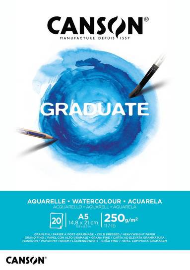 Akvarellblock A5 Graduate 250g 20 blad, Övrigt