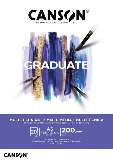 Målarblock A5 Graduate mixed media 200g 20 blad