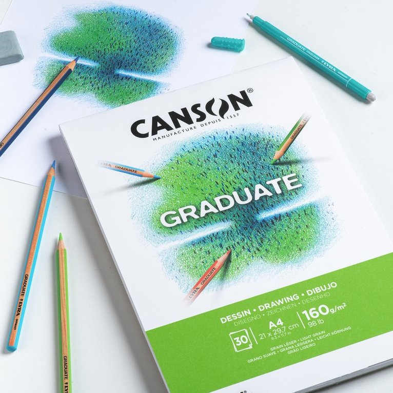 Teckningsblock A4 Graduate 160g 30blad vit, Övrigt