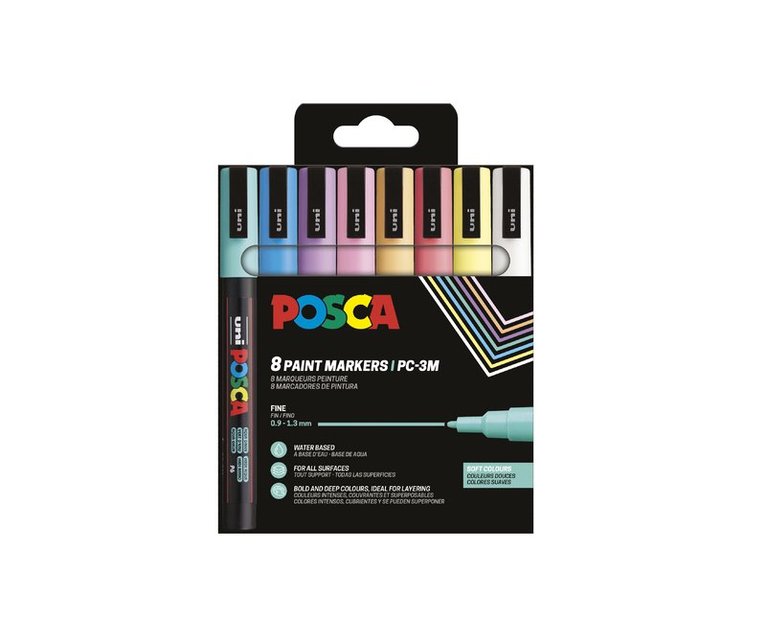 Marker Posca PC-3M 8 pastellfärger 1