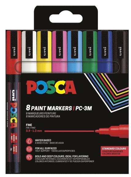 Marker Posca PC-3M 8 basfärger