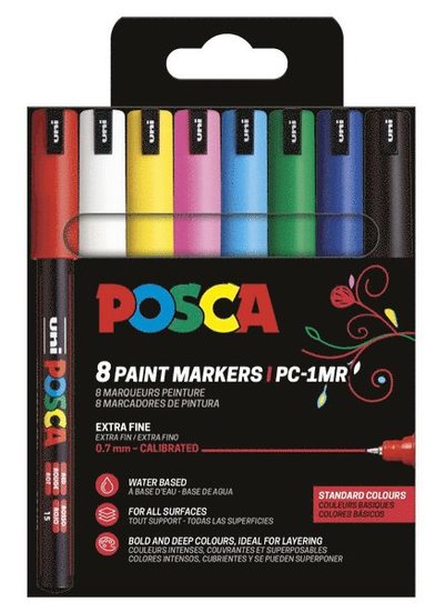 Marker Posca PC-1MR 8 basfärger, Övrigt