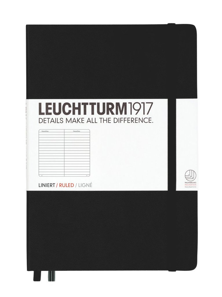 Anteckningsbok A5 Leuchtturm1917 linjerad Black, Övrigt