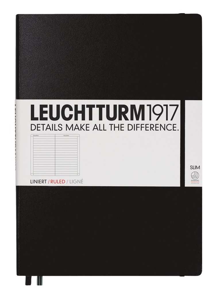 Anteckningsbok A4+ Leuchtturm1917 slim linjerad Black, Övrigt