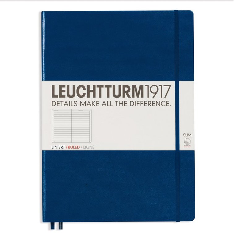 Anteckningsbok A4+ Leuchtturm1917 Slim linjerad mörkblå 1