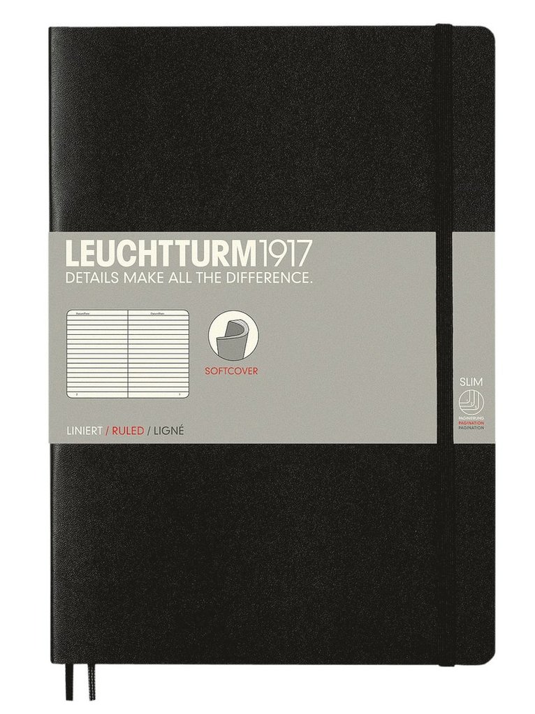 Anteckningsbok B5 Leuchtturm1917 linjerad mjuk svart 1