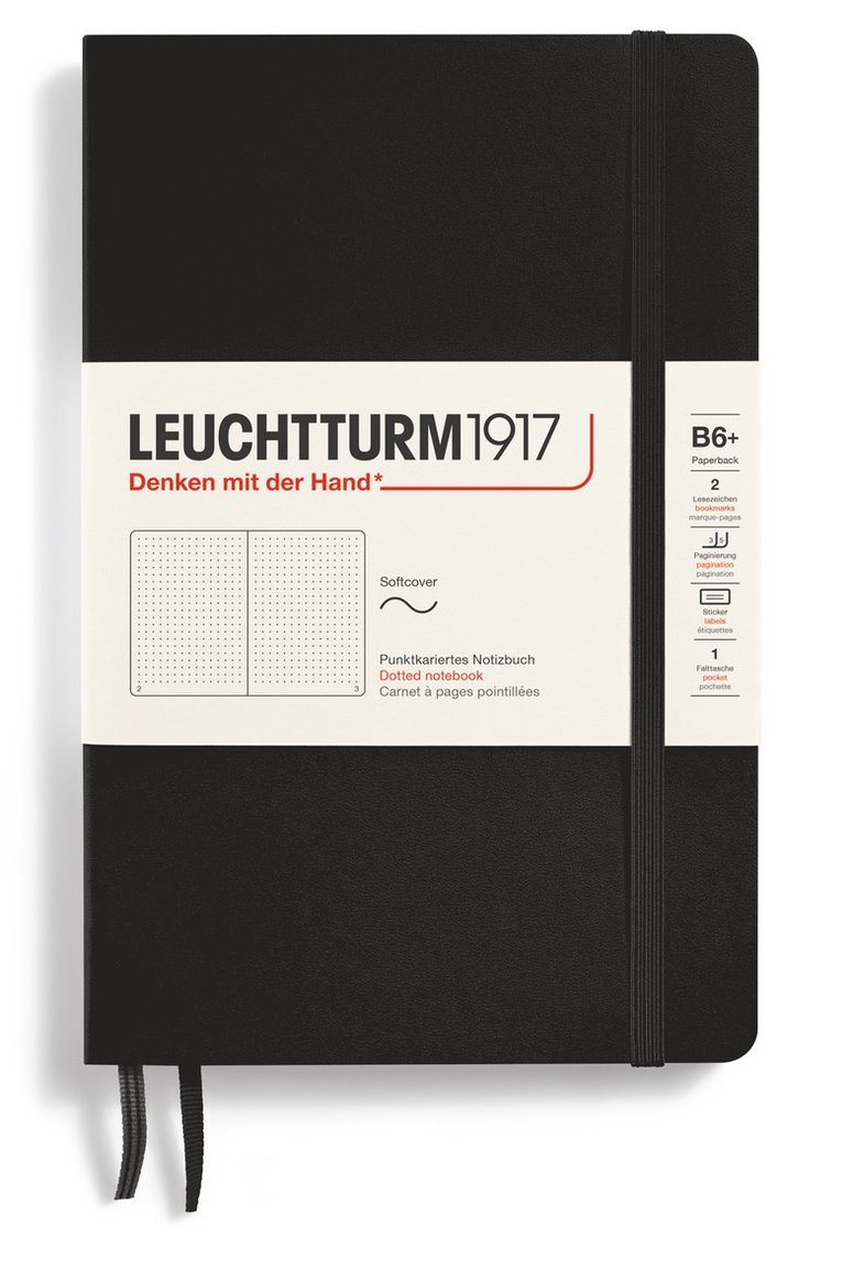 Anteckningsbok B6 Leuchtturm1917 dotted mjuk svart, Övrigt