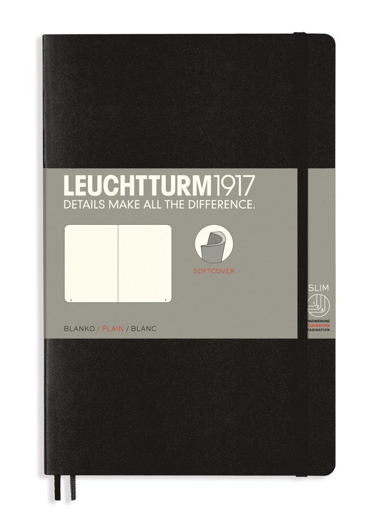 Anteckningsbok B6 Leuchtturm1917 olinjerad mjuk pärm svart 1