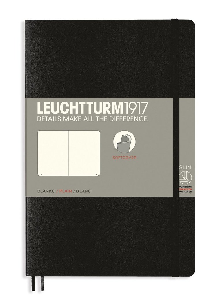 Anteckningsbok B6 Leuchtturm1917 olinjerad mjuk Black, Övrigt