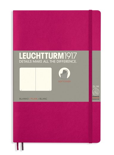 Anteckningsbok B6 Leuchtturm1917 olinjerad mjuk pärm cerise