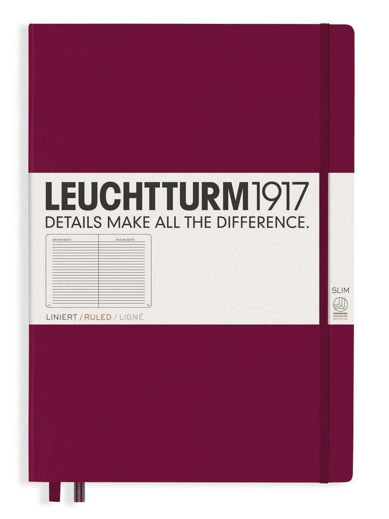 Anteckningsbok A4+ Leuchtturm1917 Slim linjerad vinröd 1