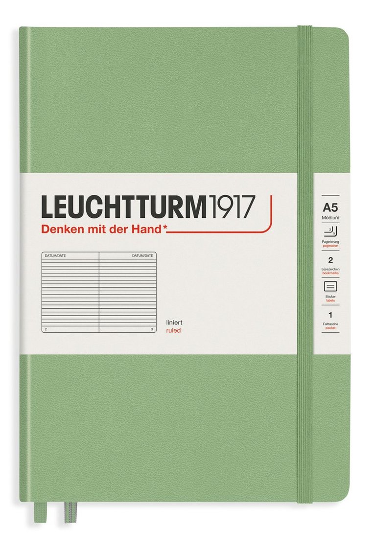 Anteckningsbok A5 Leuchtturm1917 linjerad salviagrön 1