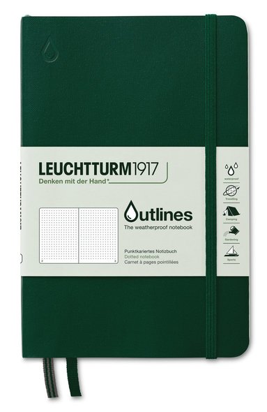 Anteckningsbok Leuchtturm Outlines B6 prickad grön 1