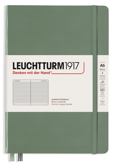 Anteckningsbok A5 Leuchtturm1917 linjerad Olive 1