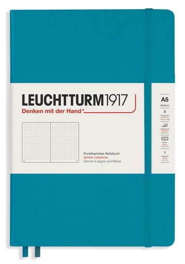 Anteckningsbok Leuchtturm A5 prickad oceanblå