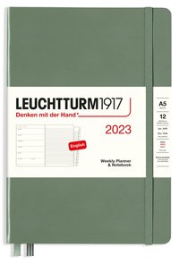 Kalender 2023 A5 Leuchtturm Vecka/Uppslag olivgrön