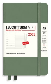 Kalender 2023 A6 Leuchtturm Vecka/Sida Notes olivgrön