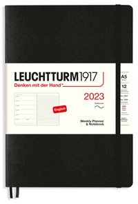 Kalender 2023 A5 Leuchtturm Vecka/Sida Notes mjuk svart