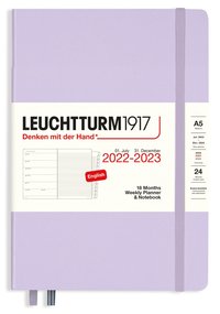 Kalender 2022-2023 18 mån A5 Vecka/sida notes Lilac