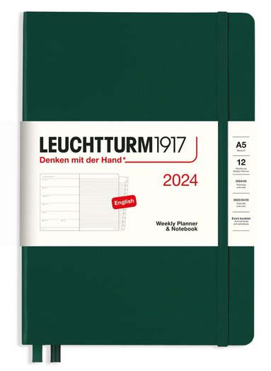 Kalender 2024 A5 Vecka/Sida notes Forest Green 