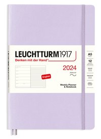 Kalender 2024 A5 Vecka/Sida notes Soft Lilac