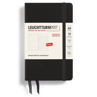 Kalender 2025 A6 Vecka/Sida notes Black