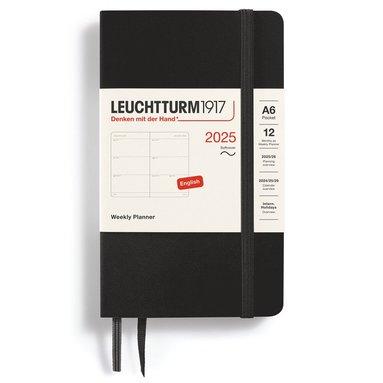 Kalender 2025 A6 Vecka/Uppslag soft Black 1