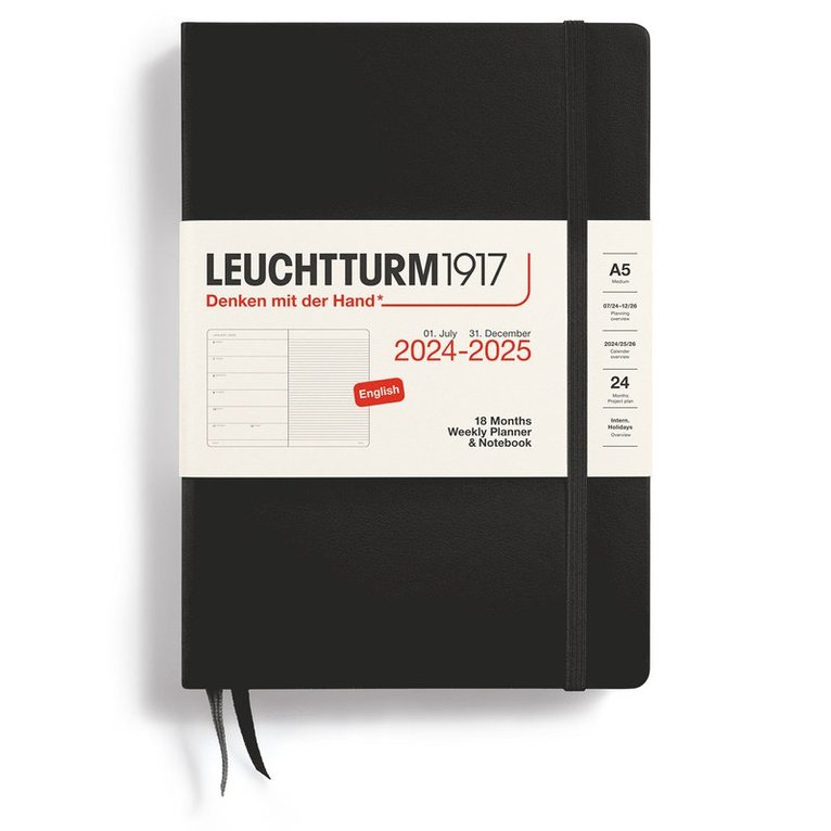 Kalender 2024-2025 Leuchtturm Weekly Planner notes A5 Black 1