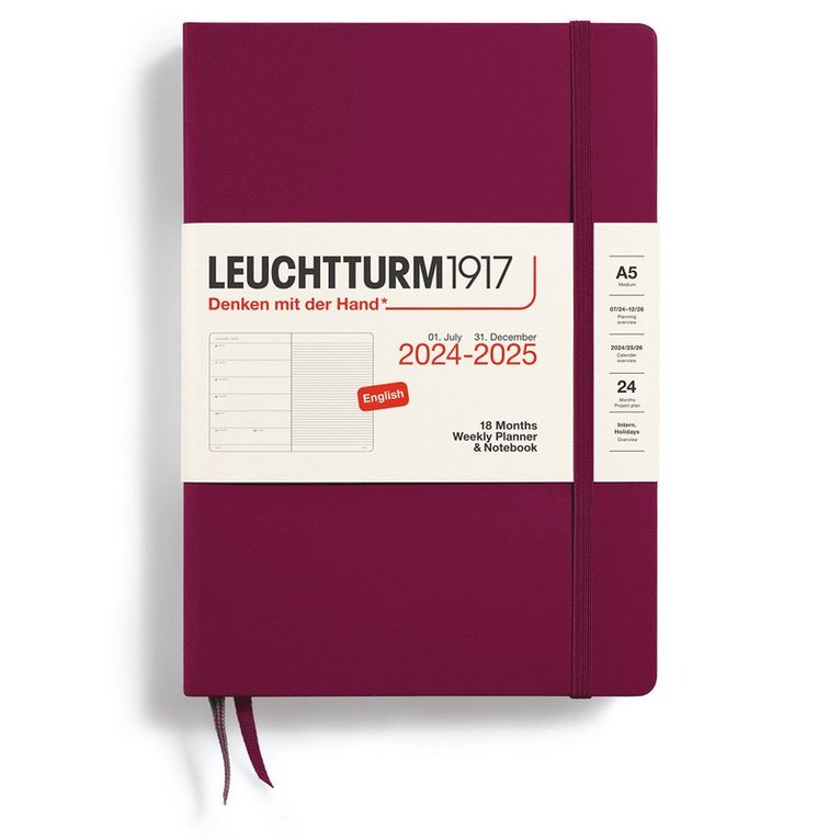 Kalender 2024-2025 Leuchtturm Weekly Planner notes A5 Port Red 1