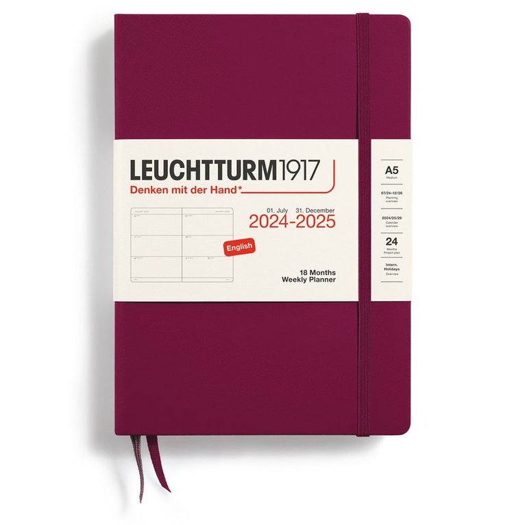 Kalender 2024-2025 Leuchtturm Weekly Planner A5 Port Red 1