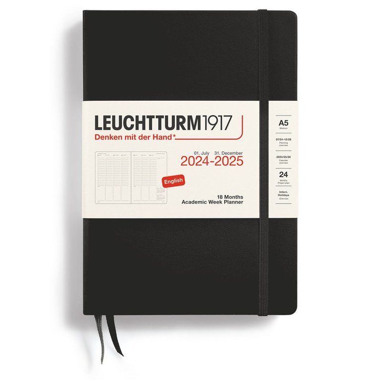 Kalender 2024-2025 Leuchtturm Week Planner A5 Black 1