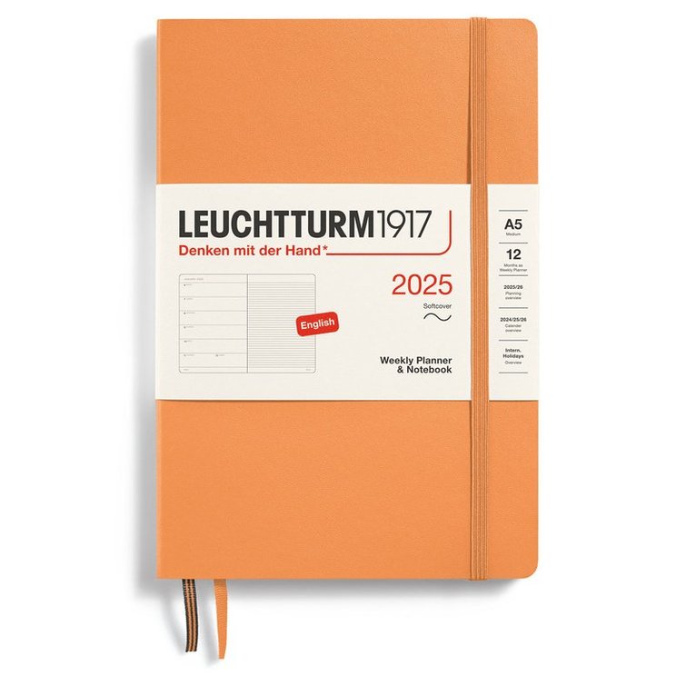 Kalender 2025 A5 Vecka/Sida notes soft Apricot 1