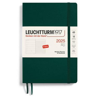 Kalender 2025 A5 Vecka/Sida notes soft Forest Green 1