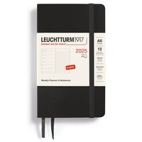 Kalender 2025 A6 Vecka/Sida note soft Black