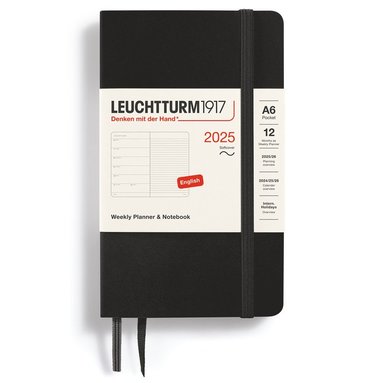 Kalender 2025 A6 Vecka/Sida note soft Black 1