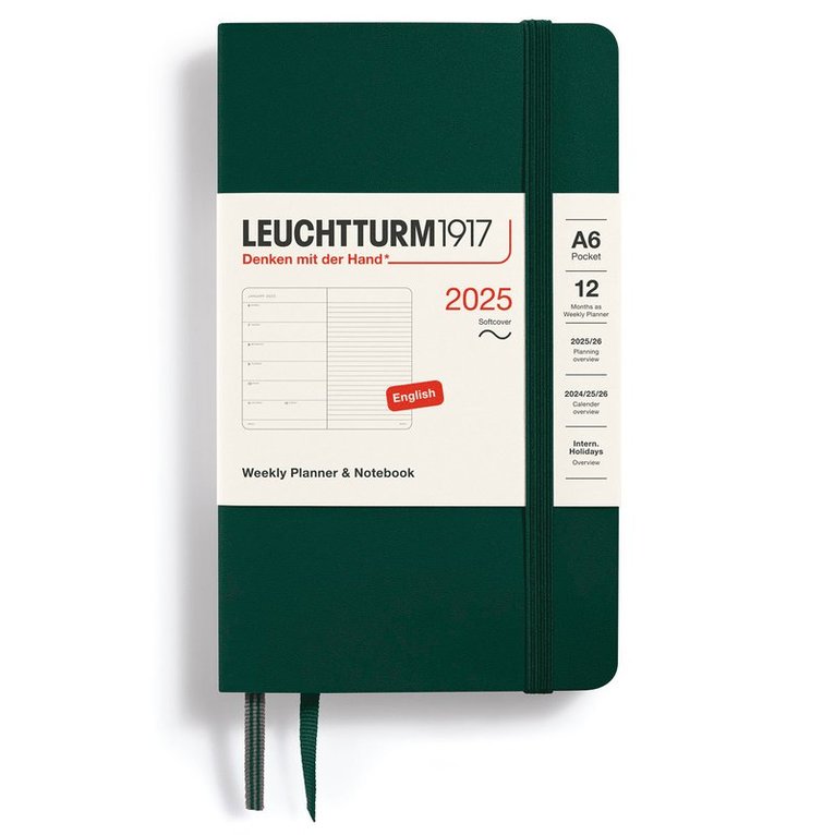 Kalender 2025 A6 Vecka/Sida note soft Forest Green 1