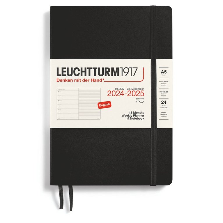 Kalender 2024-2025 Leuchtturm Weekly Planner notes A5 Soft Black 1