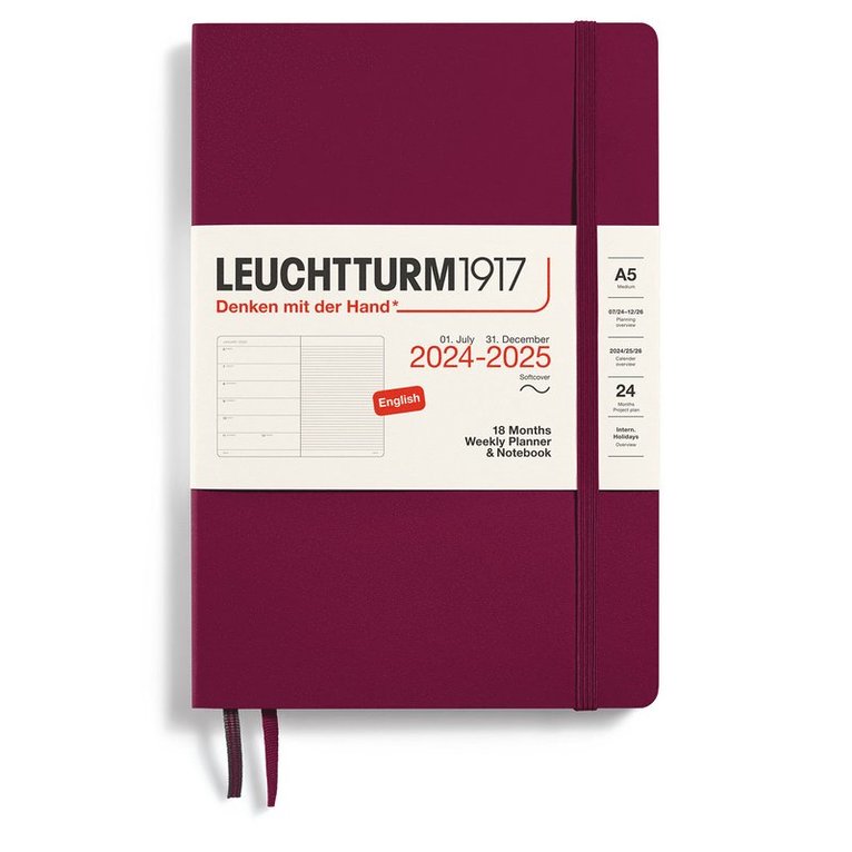 Kalender 2024-2025 Leuchtturm Weekly Planner notes A5 Soft Port Red 1