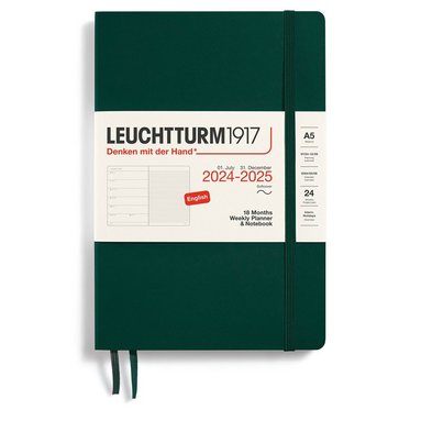 Kalender 2024-2025 Leuchtturm Weekly Planner notes A5 Soft Forest Green 1