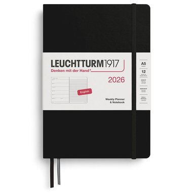 Kalender 2026 A5 Weekly Planner & Notebook Black