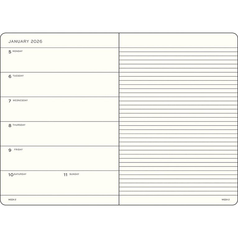 Kalender 2026 A5 Weekly Planner & Notebook Black, Övrigt