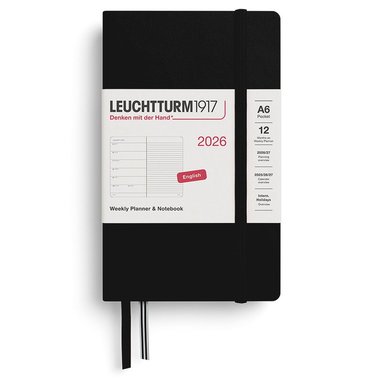 Kalender 2026 A6 Weekly Planner & Notebook Black
